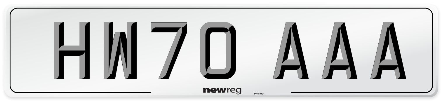 HW70 AAA Number Plate from New Reg